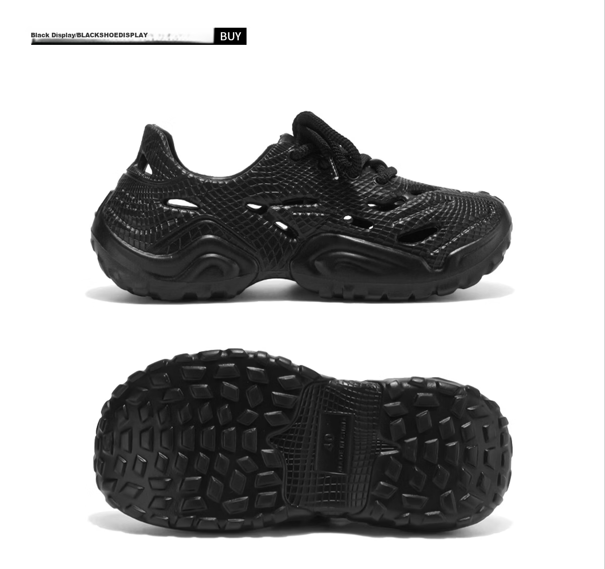 AILAIJIA Men's Outdoor Creek Shoes EVA Breathable Hole Beach Sandals Black Size 41 25