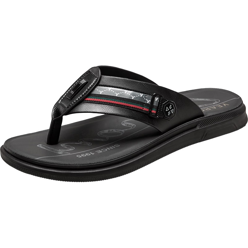 Eierkang Men's Fashion Casual Flip Flop Sandals 96295W Black Size 42