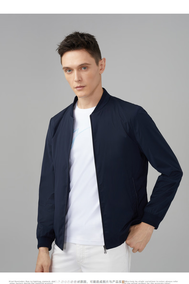 YOUNGOR 26 Spring New Casual Baseball Collar Trendy Short Ultra-Thin Jacket Navy 170/92A 6