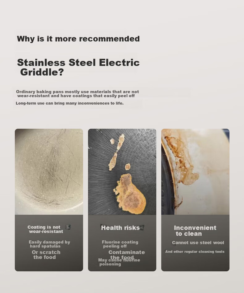 Midea Electric Griddle, Small Steel Cannon 0 Coating 316L Stainless Steel Pancake Maker, Home Use 40mm Extra Deep Double-Sided Heating, Crepe Pan, Grill Pan, Pancake Cooker, Breakfast Machine, Electric Frying Pan S1 3