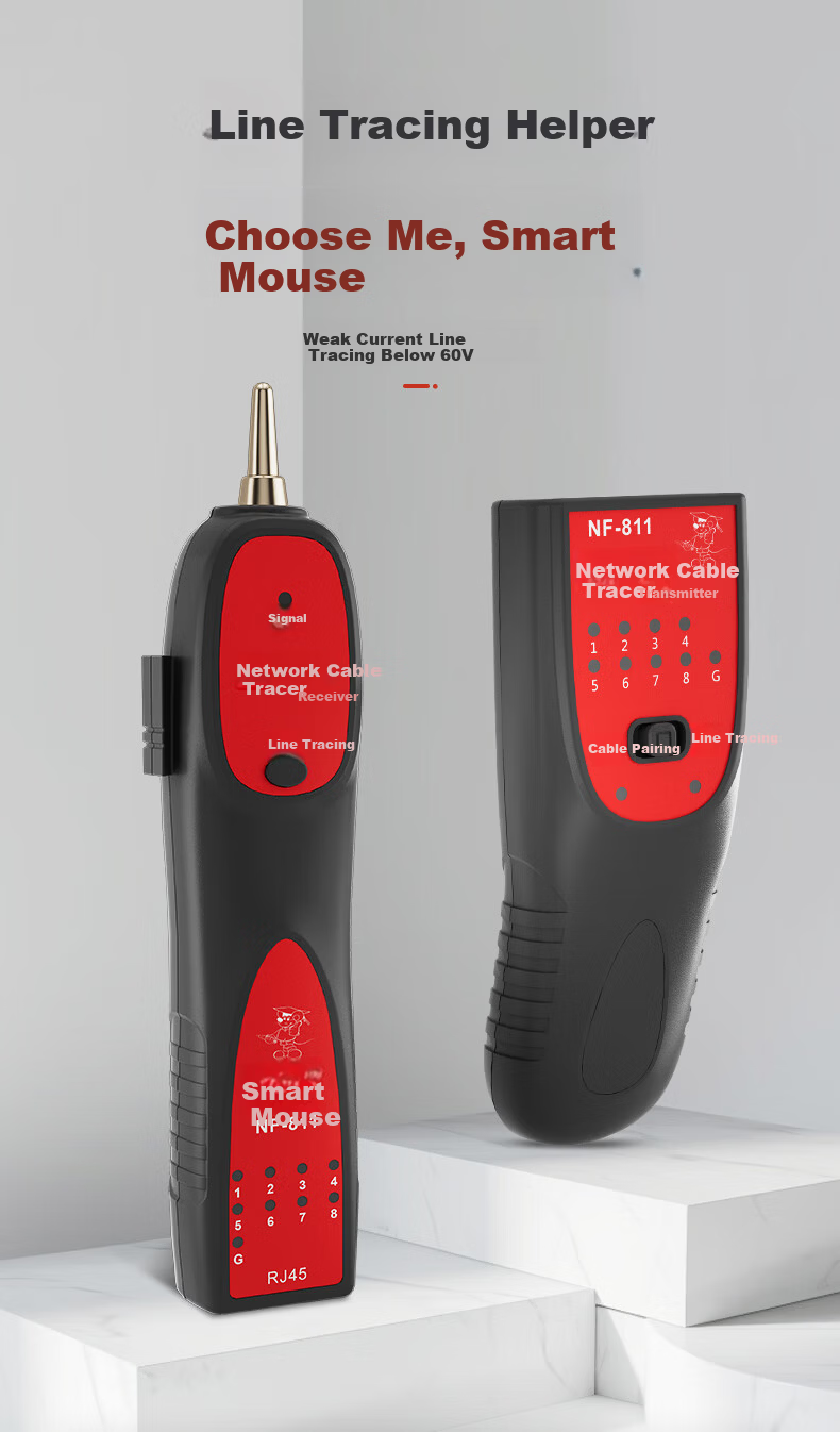 Smart Mouse NF-811 Cable Tracker Kit for Four-Core Network Cable, 60V Voltage Resistant Wiring Assistant Tester 1