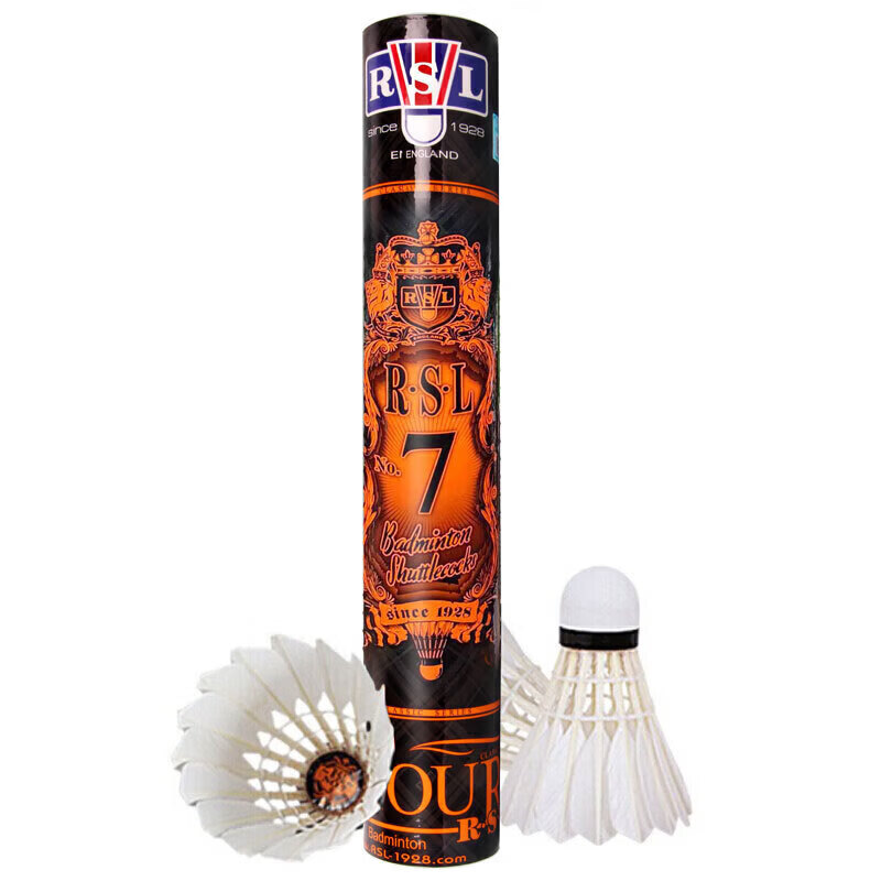 RSL Feather Badminton Training and Competition Shuttlecocks, Durable and Stable, RSL No.7 Speed 77, 12 Pieces per Tube