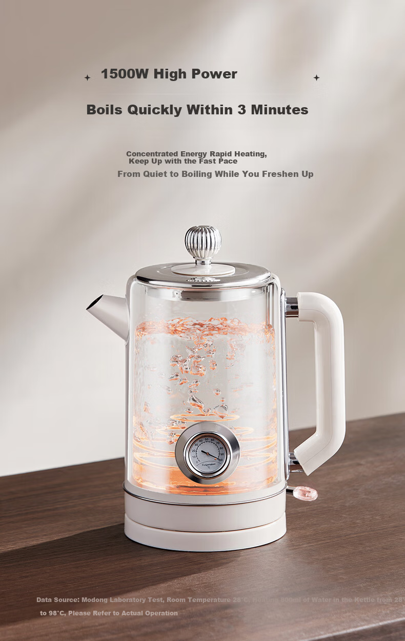Modong Electric Kettle Double-Layer Anti-Scald 1.8L Large Capacity Household Electric Kettle 316 Stainless Steel Inner Liner 1500W High Power Fast Boiling MD-DSH09 3