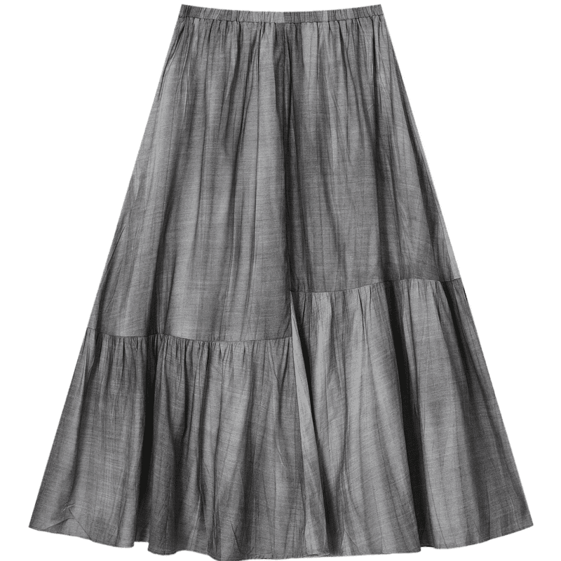 Demana [Forest Style Wardrobe] Summer Artistic Wrinkled Washed Tie-Dye Elastic Waist Slimming Mid-Length Skirt for Women