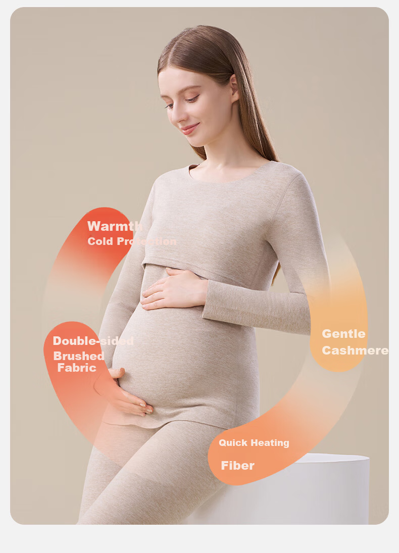 MiiOW Maternity Thermal Underwear Set for Women Postpartum Nursing Velvet Autumn Winter Plus Size Confinement Wear 18