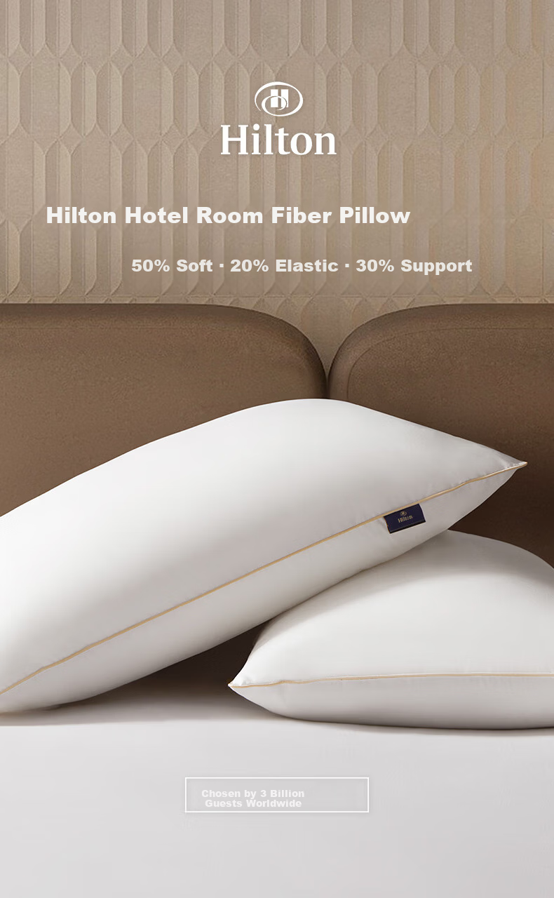 Hilton Hotel Pillow Deep Sleep Cervical Support Pillow Class A 60-Count Cotton Antibacterial Fiber Washable High Pillow 1