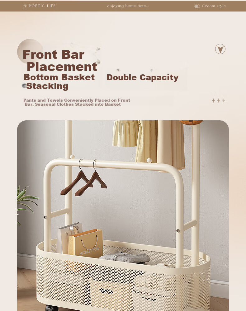 Sannoyilin Floor Standing Coat Rack Bedroom Home Portable Clothes Hanger Indoor Clothes Rack Bedside Clothes Rack 60cm White 7