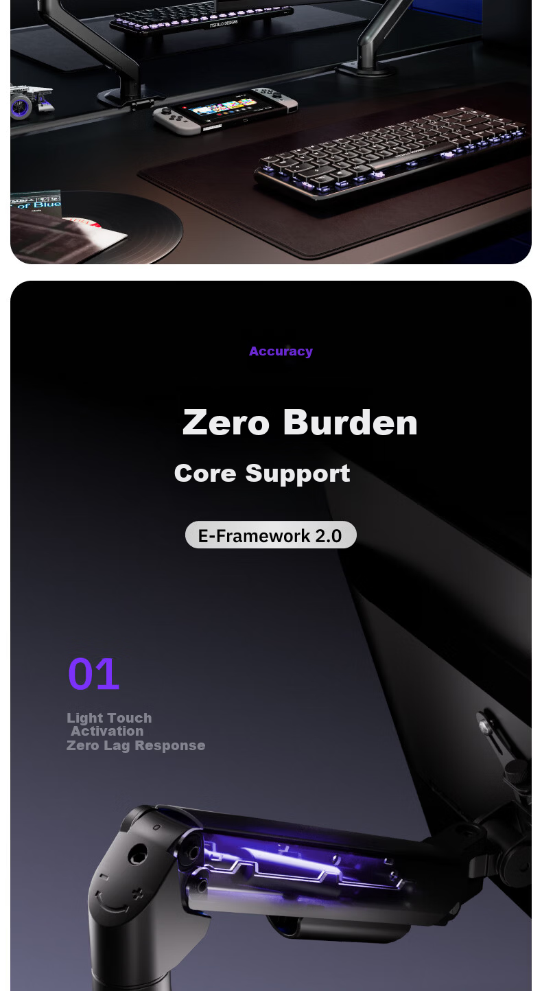 Brateck Beihu Laptop Stand Notebook Computer Stand Monitor Arm Mechanical Arm Floating Bracket Riser E350ez Obsidian Black + APE40 5