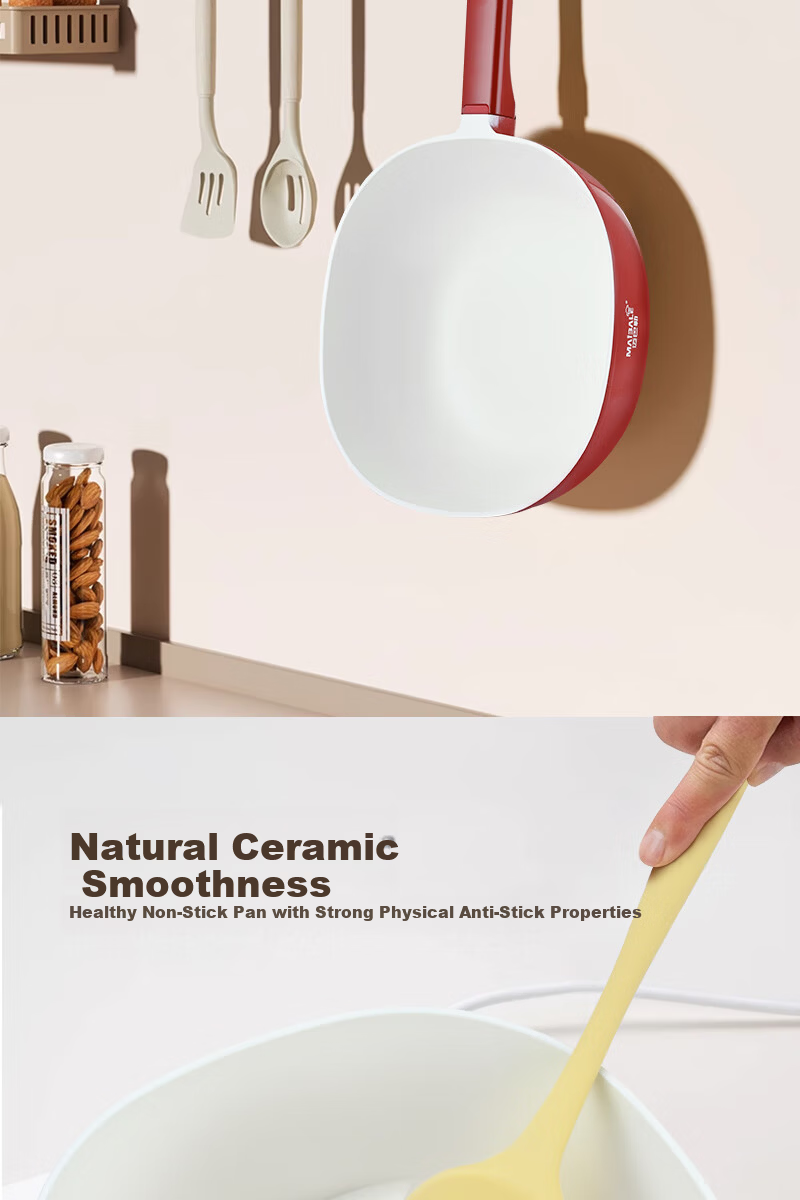Maybale JD Exclusive Nie Yuan Titanium Ceramic Non-Stick Small Square Frying Pan Lightweight High-Value Goose Yellow 24cm 7