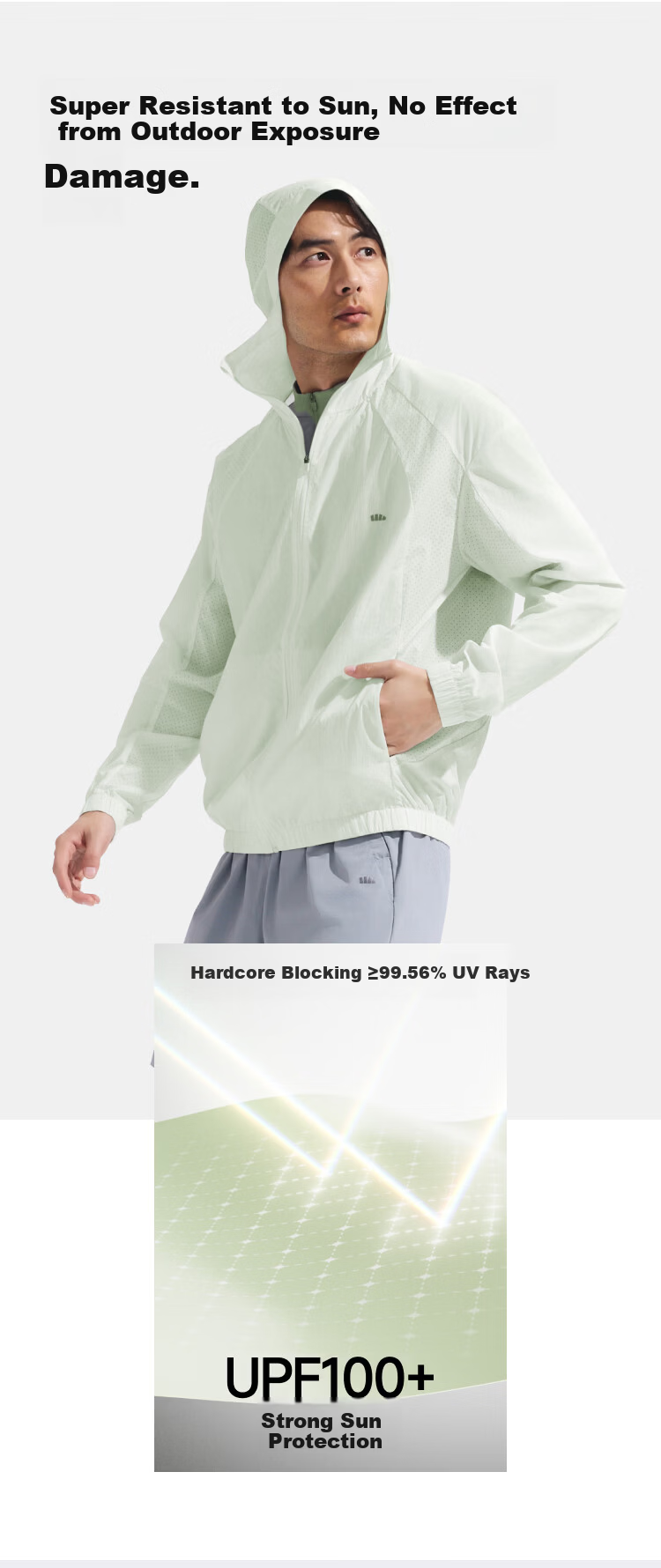 Beneunder Men's Sunscreen Jacket Skin Coat UV Protection Breathable Water-Repellent WR010 [JD Exclusive] 4