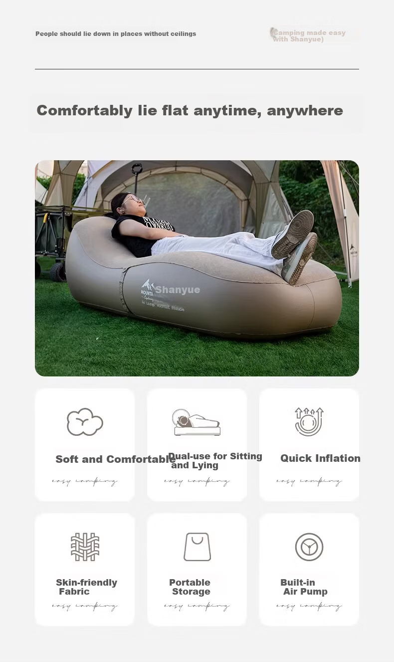 Shanyue Automatic Inflatable Sofa Outdoor Mattress Air Bed Lazy Portable Camping Mattress Single Recliner Inflatable Bed 2