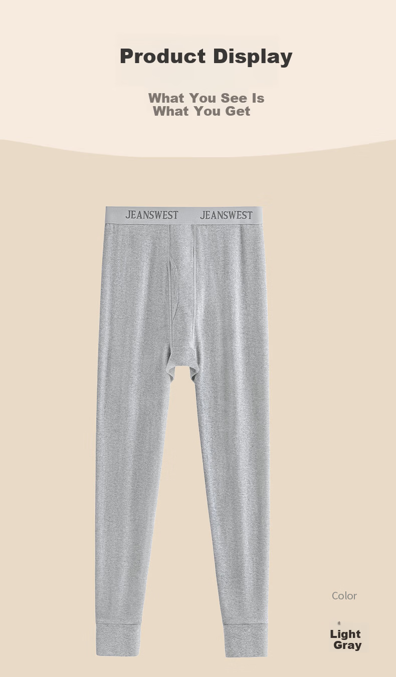 Jeanswest Men's 100% Cotton Thermal Long Johns Autumn Thin Skin-Friendly Cold-Resistant Underwear 15