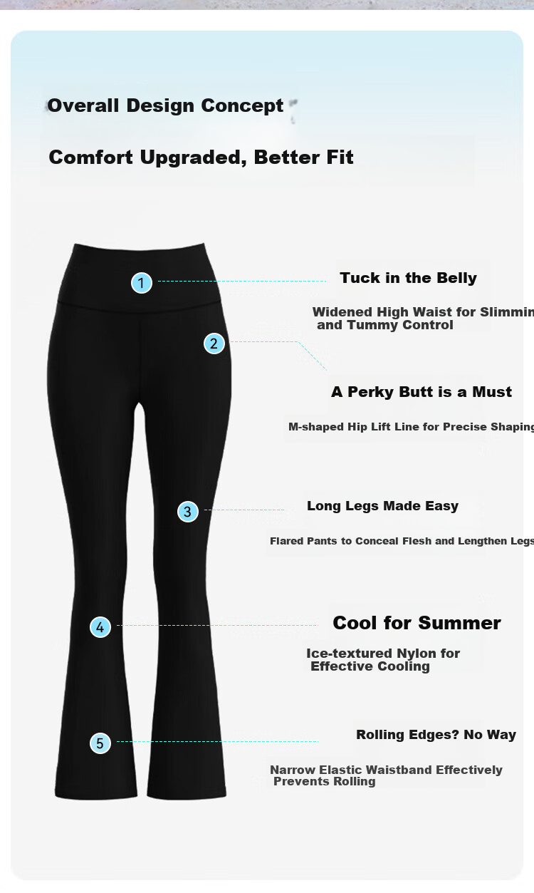 FitonTon Women's Casual Pants 2025 New High-Waist Slimming Flared Yoga Pants Elastic Waist Tapered Draped Stretch Pants 2
