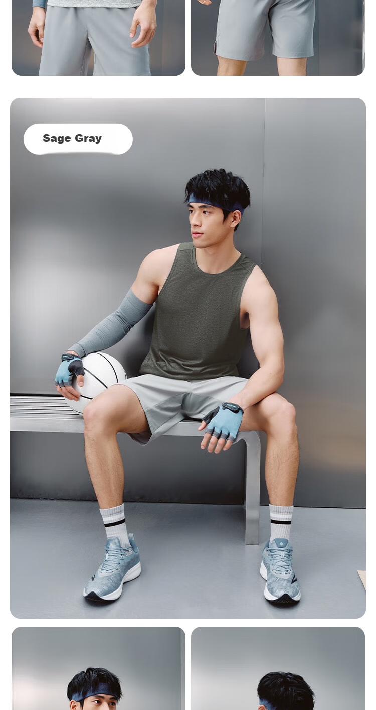 JD Jingzao Elastic Quick-Dry Men's Tank Top Running Fitness Sleeveless Basketball T-Shirt Training Sportswear Sage Gray S 10