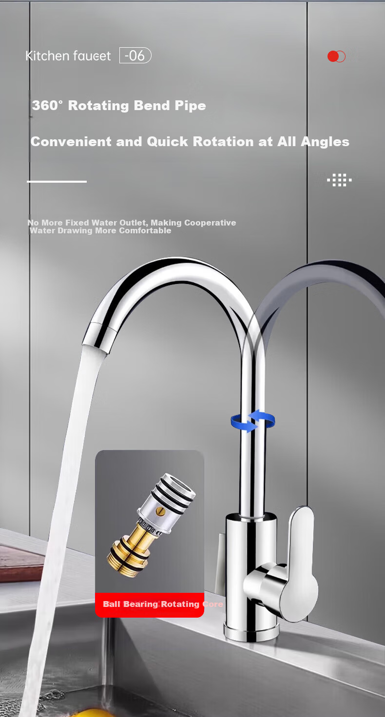 Baihan Kitchen Faucet Hot and Cold Two-in-One Stainless Steel High-Arc Kitchen Sink Faucet 9