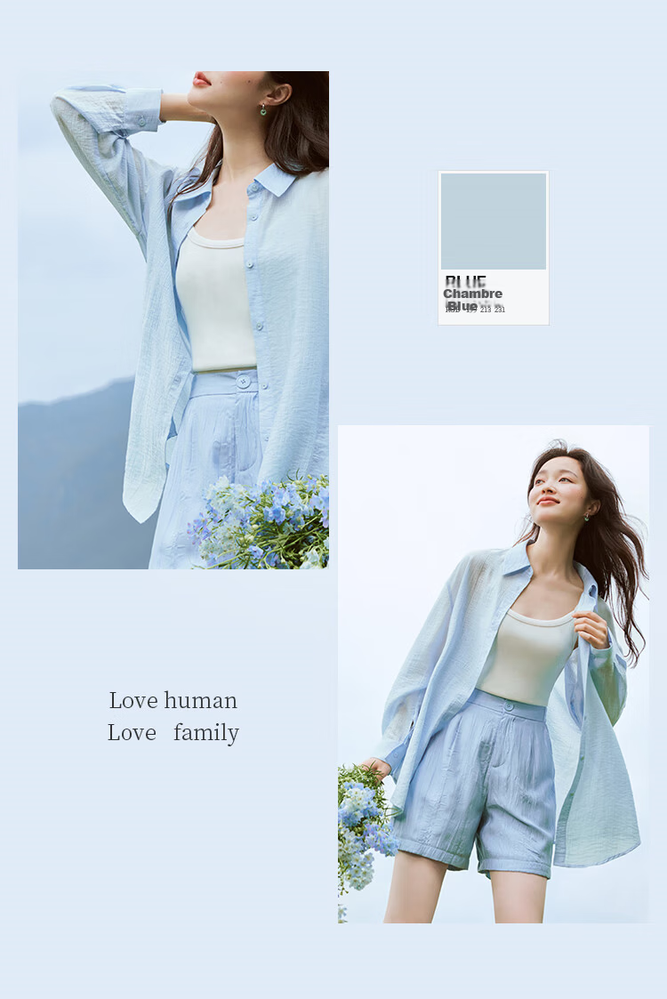 Inman Lyocell Tencel Women's Lightweight Shirt 2026 Summer New Blouse Top Light Gray Blue XL 19