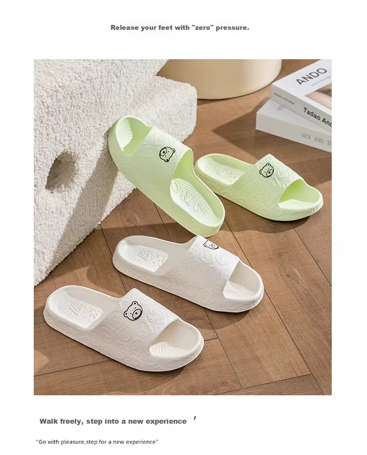 Qiumuxi Women's Squishy Slippers Home Bathroom Couple Non-Slip Cute Cartoon Outdoor Sandals Pink Size 38-39 11