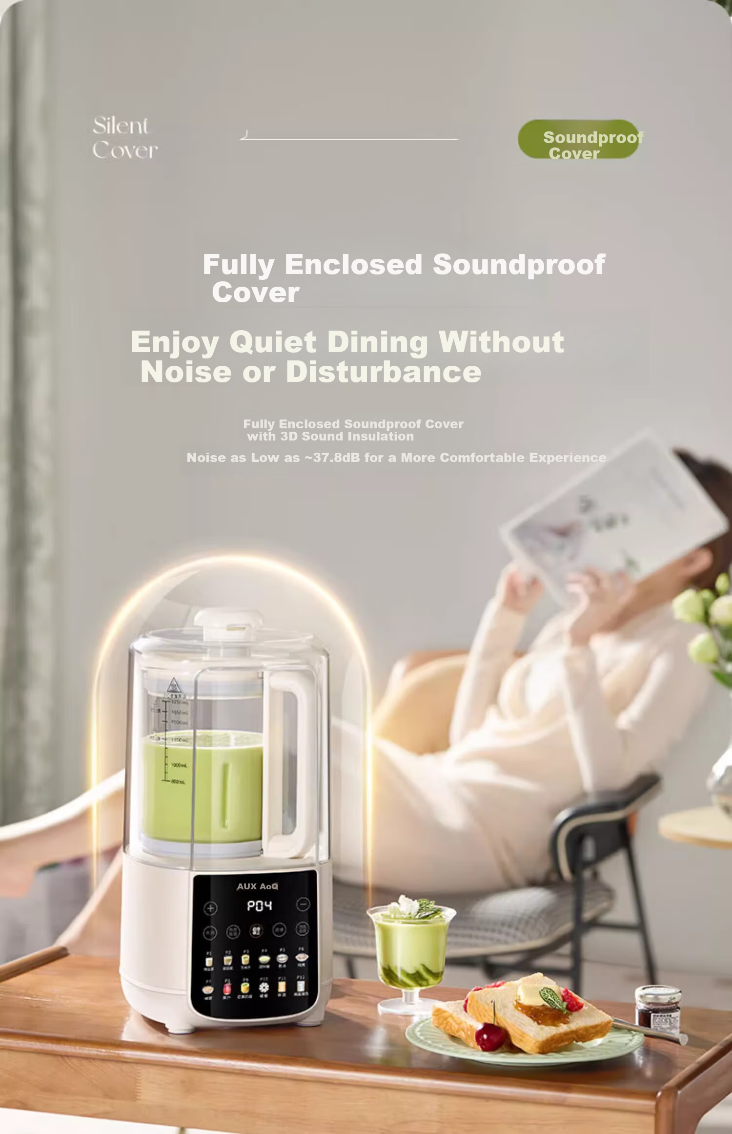 AUX 1.2L Titanium Blade Multifunctional Household Blender Soy Milk Maker Juicer 2025 New Model Small Grain Grinder Food Processor 7