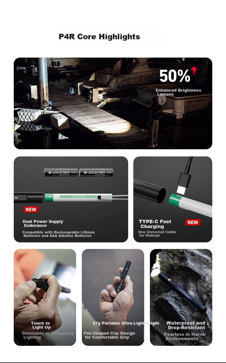 LED LENSER High-Power P4 Pen-Style Portable EDC Flashlight Battery-Powered 4