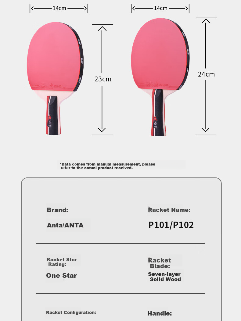 Anta 2-Star Table Tennis Racket (Jingcang Fast Delivery + 6 Balls + Racket Bag) P2 Horizontal and Vertical Table Tennis Paddle Set 10