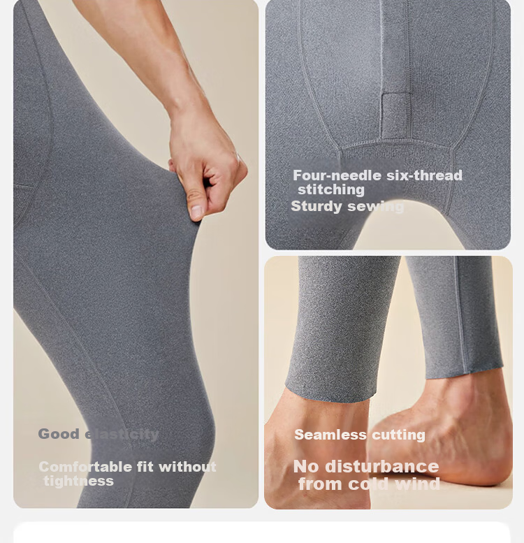 LangSha Men's Thermal Underwear Wool Silk Adjustable AB Side Comfortable Breathable Antibacterial Heating Thin Base Layer Pants Winter 21