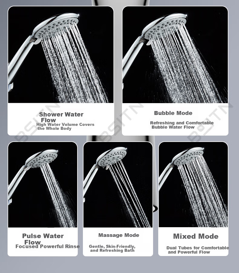 BSITN Simple Surface-Mounted Shower Set Small Apartment Copper Mixing Valve Shower Head Hose Bracket Complete Set Without Top Spray H024 12