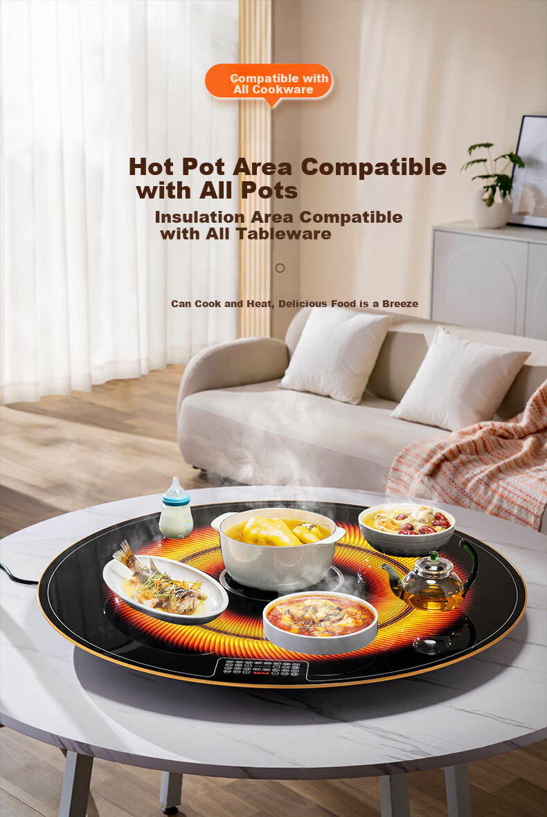 CHIGO [Upgraded Version] [Zoned Ultra-Thin] Food Warming Board Heat Preservation Plate Heating Table Mat Multifunctional Home Hot Pot Dining Table ZG-DCL80-22 25