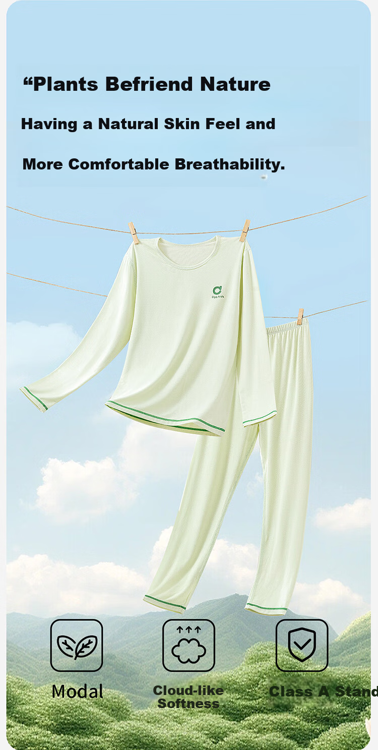 Dingguagua Children's Autumn Underwear Set, Boys' Modal Thin Underwear, Spring And Autumn Pajamas, for Older Children, Base Layer, Blue, Size 140 3