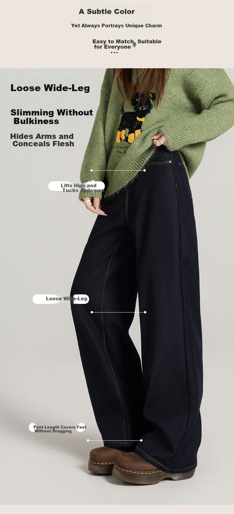 Langsha Women's Wide-Leg Jeans 2026 Spring Autumn High Waist Slim Loose Draped Raw Denim Blue Straight Pants 2
