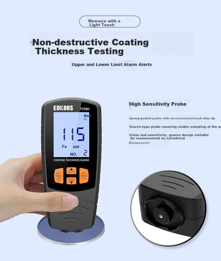 EDKORS Coating Thickness Gauge High-Precision Used Car Paint Thickness Meter Galvanized Layer Thickness Tester 5