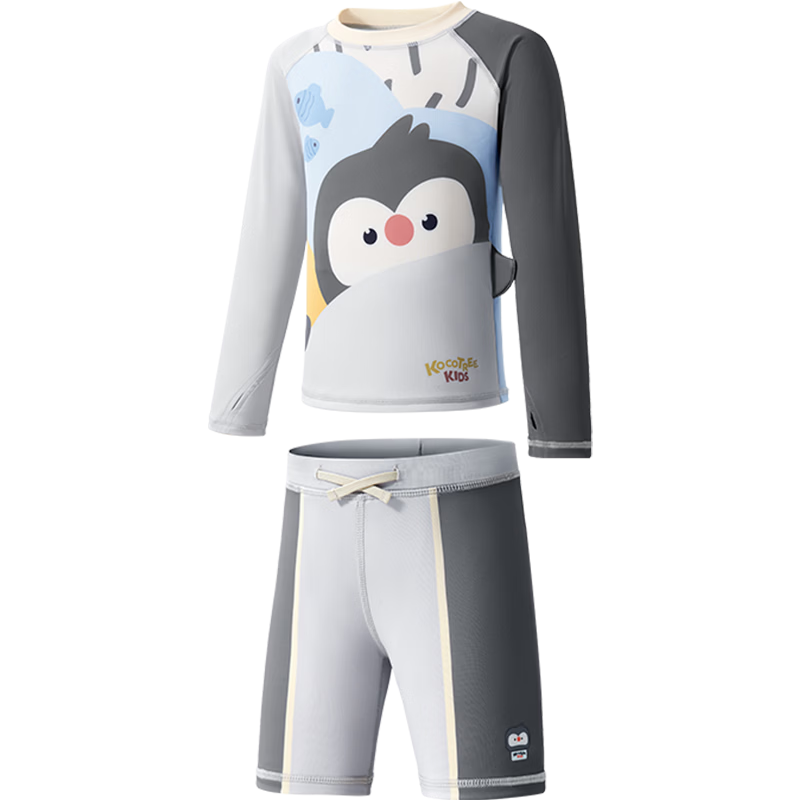 Kocotree KK Tree Kids Swimsuit Original Yarn UV Protection Cartoon Long Sleeve Swimwear Reinforced Back Anti-Sunburn