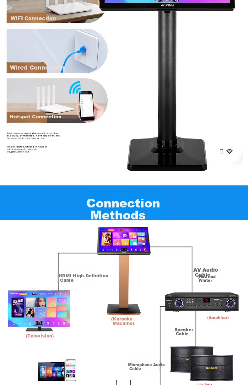 HYUNDAI M20 Karaoke Machine New Model Genuine Leishi Song Library Home KTV All-in-One Touch Capacitive Screen Smart Voice Wireless Song Selection System 11