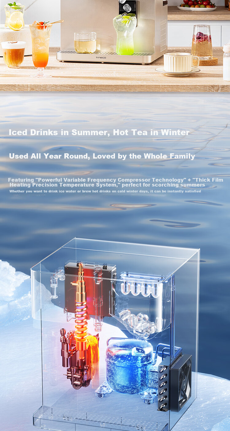 Tineco Ice Cube Heating Water Purifier Min Ice Master Elegant Home Countertop Water Filter No Installation Hot and Cold Direct Drinking Machine 10