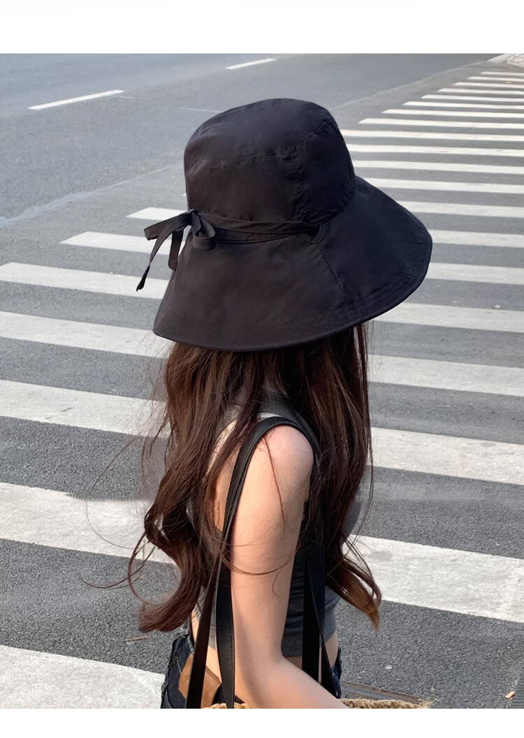 Xueqiman Women's Summer Sun Protection Hat Large Brim Sunshade Hat Face Slimming Natural Look UV Protection Quick-Dry Bucket Hat 10