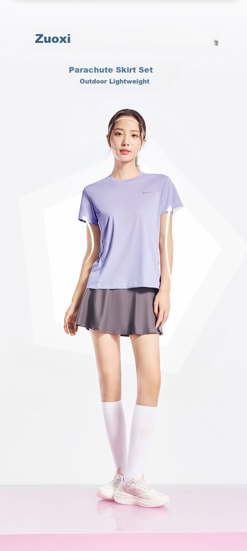 Erke Women's Summer New Round Neck Ice Cool Quick-Dry Solid Color Casual Sports T-Shirt 3