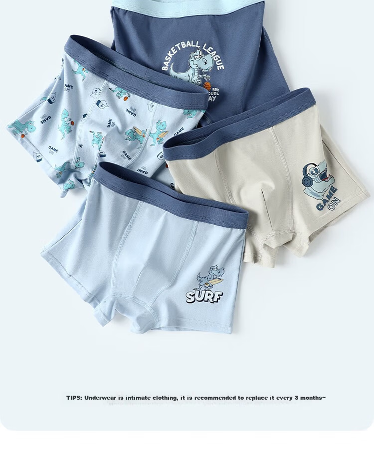 Bingxue Kapok Boys' Cotton A-Class Boxer Briefs 10A Antibacterial Four-Season Kids' Underwear for Older Boys 15