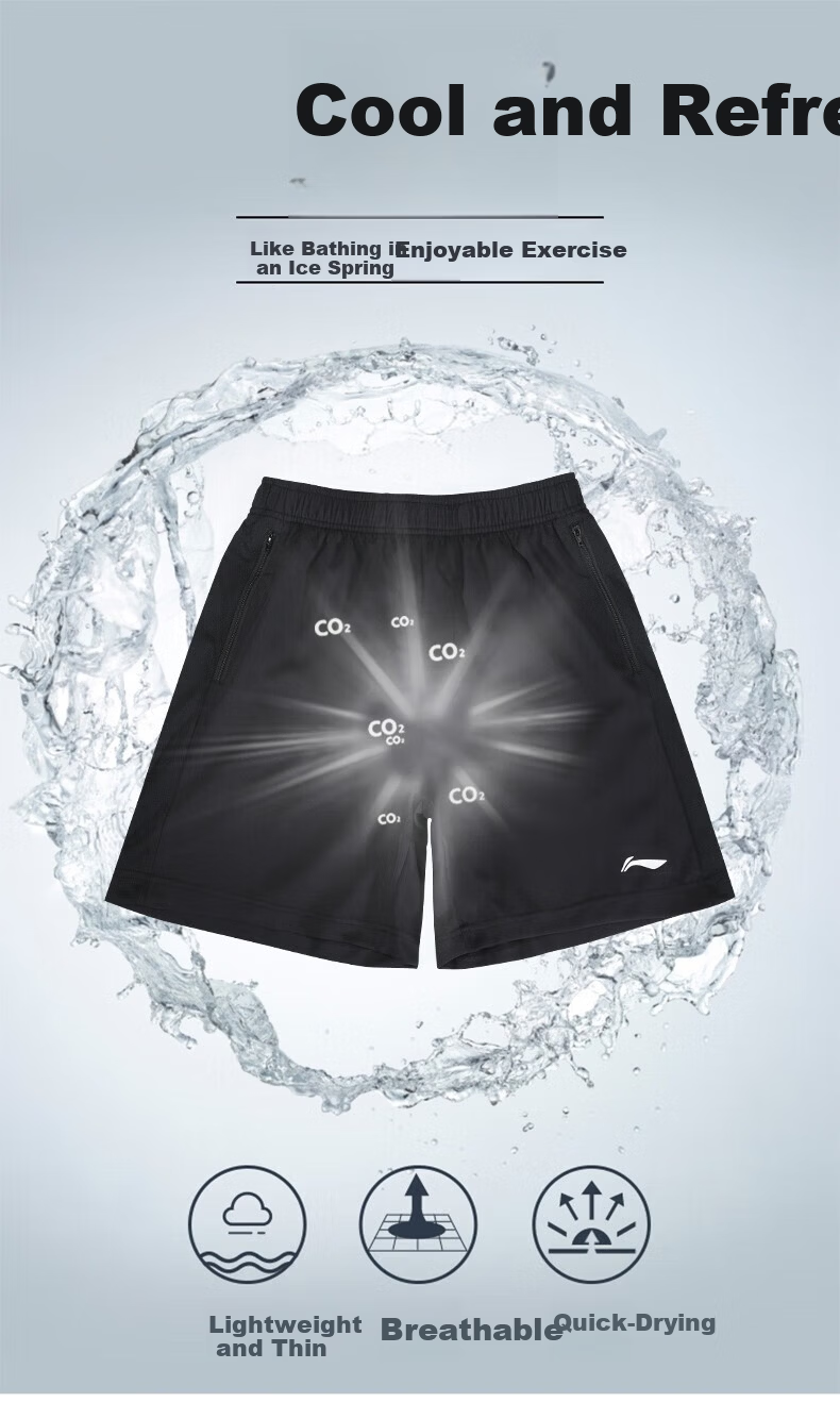 Li-Ning Men's Sports Shorts, Summer Quick-Dry Breathable Loose Casual Pants, Running Fitness Basketball Thin Ice Silk Five-Point Shorts 1