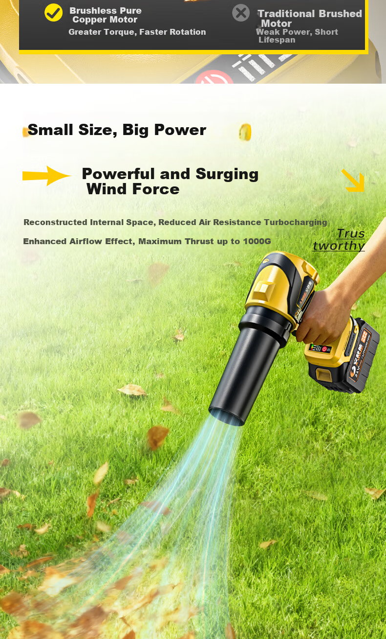 Quiet Bear Industrial Blower Dust Blower Wireless Lithium Battery Rechargeable Small Household Blower and Vacuum Dual-Use 8