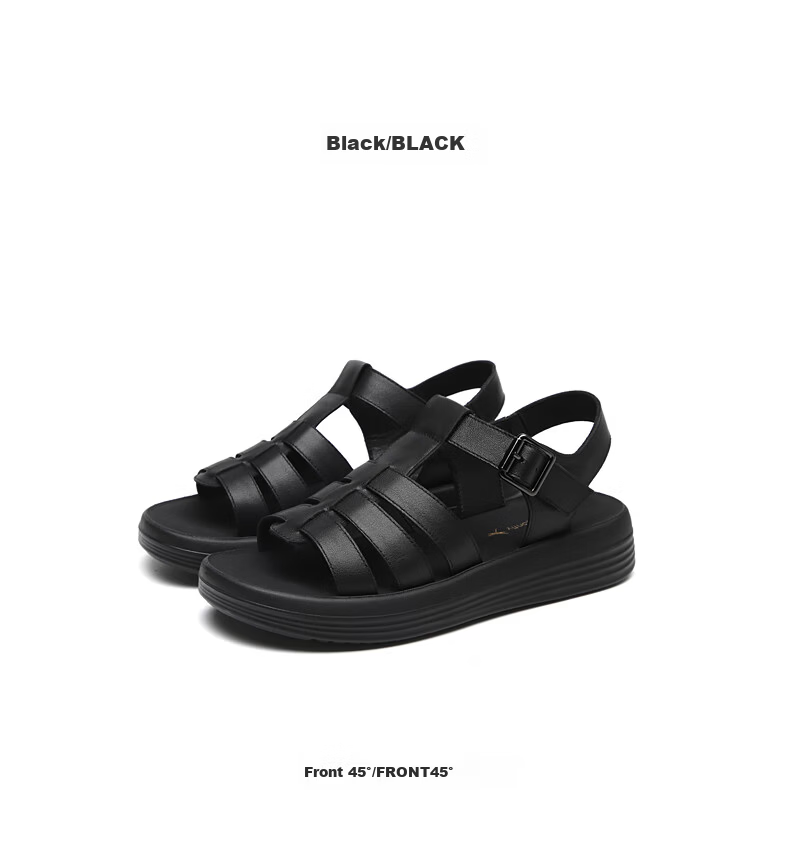 RED DRAGONFLY Women's Soft Sole Leather Sandals Casual Comfortable Flat Beach Shoes WTK245561 Black Size 37 9