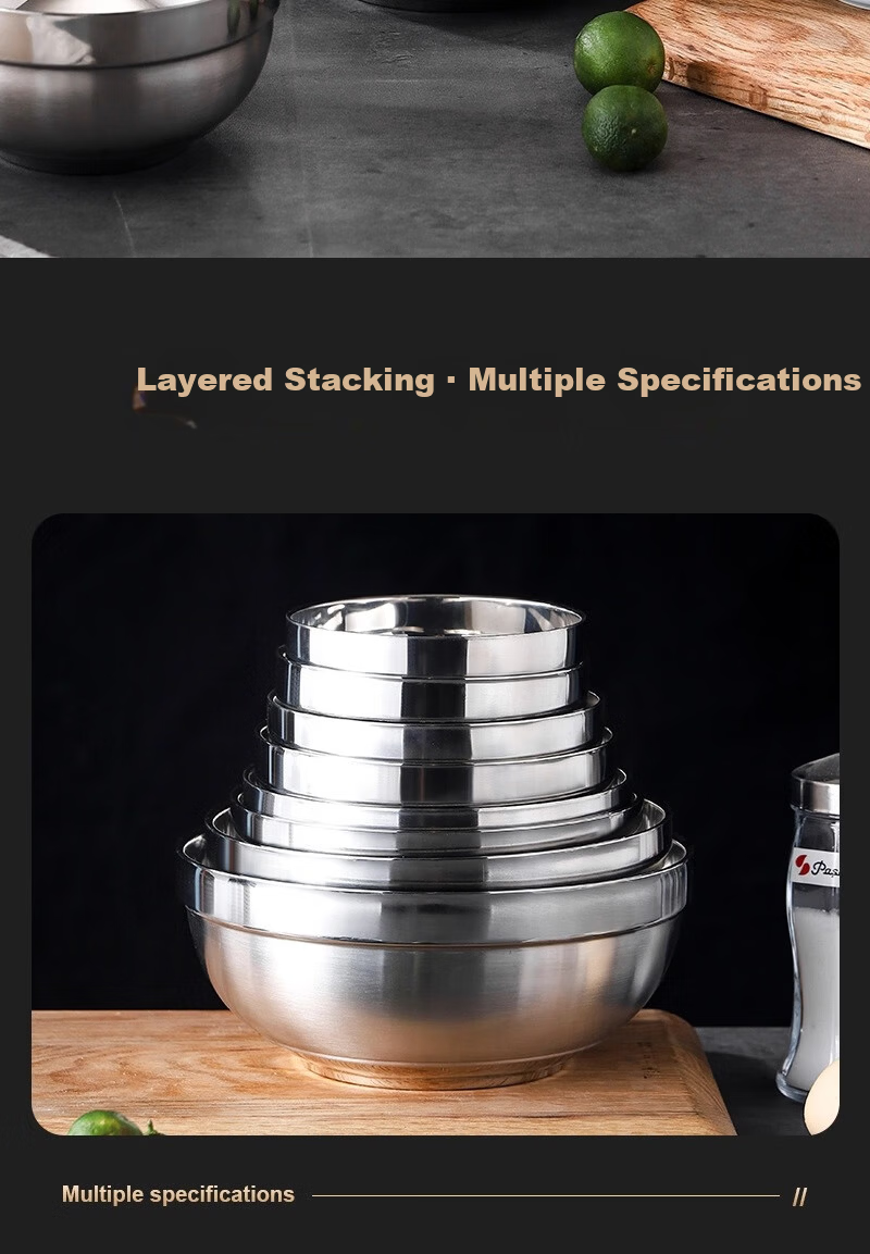 Shanyu Fu 304 Stainless Steel Bowl 12cm Double-Layer Thickened Insulated Soup and Rice Bowl Durable and Drop-Resistant Student Bowl 11