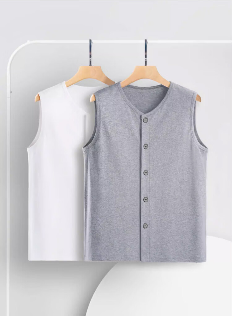 Caiyue Middle-Aged And Elderly Pure Cotton Cardigan Vest, Father's Day Gift for Dad, Loose-Fitting Spring And Summer Thin Style, Plus Size Sleeveless Top 1