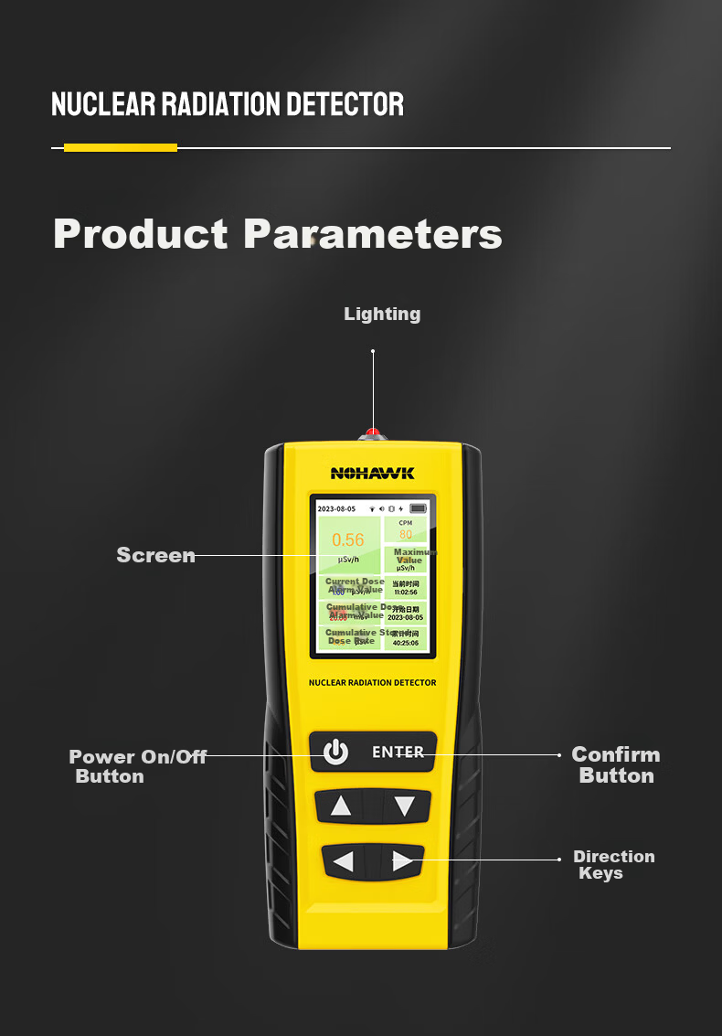 Nohawk Professional Home Use Marble Radiation Detector Medical Alert Geiger Counter 12