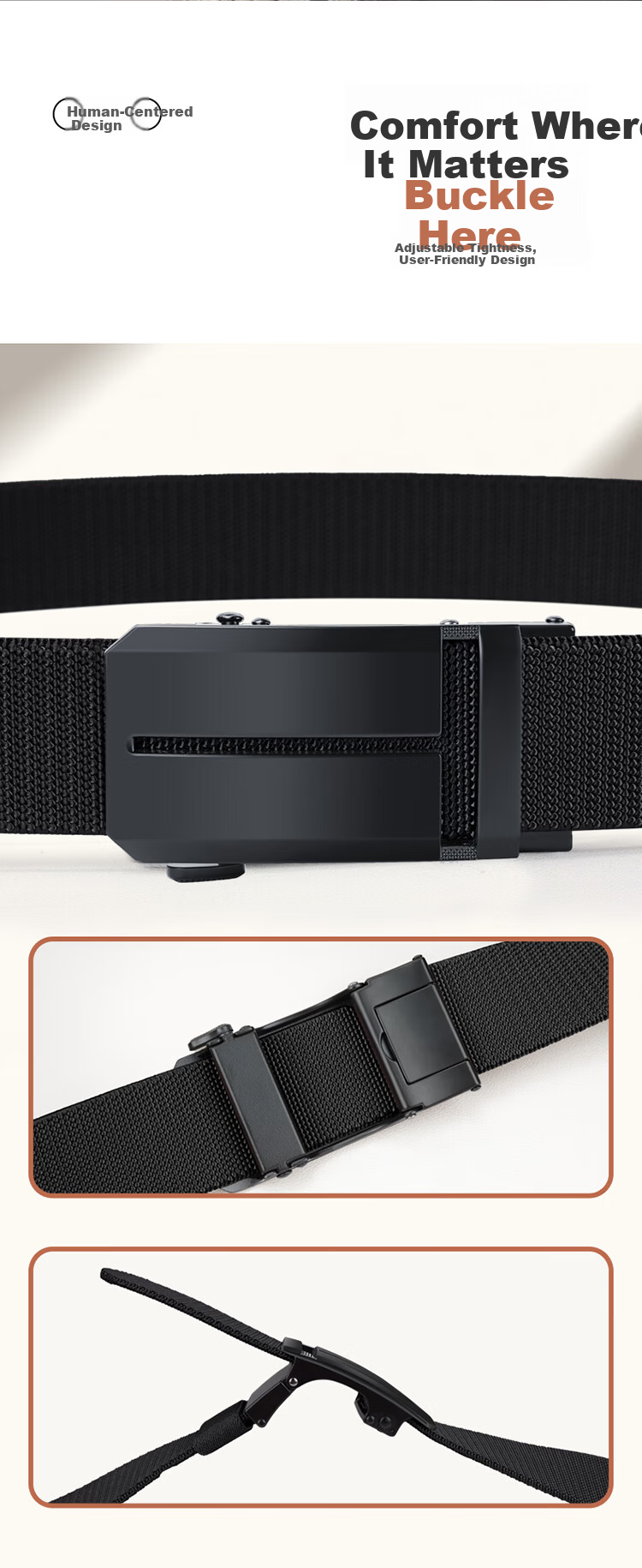 Biyoumei Men's Belt Hollow T-Shaped Buckle Automatic Elastic Belt Business Casual Birthday Gift Leather Belt 3