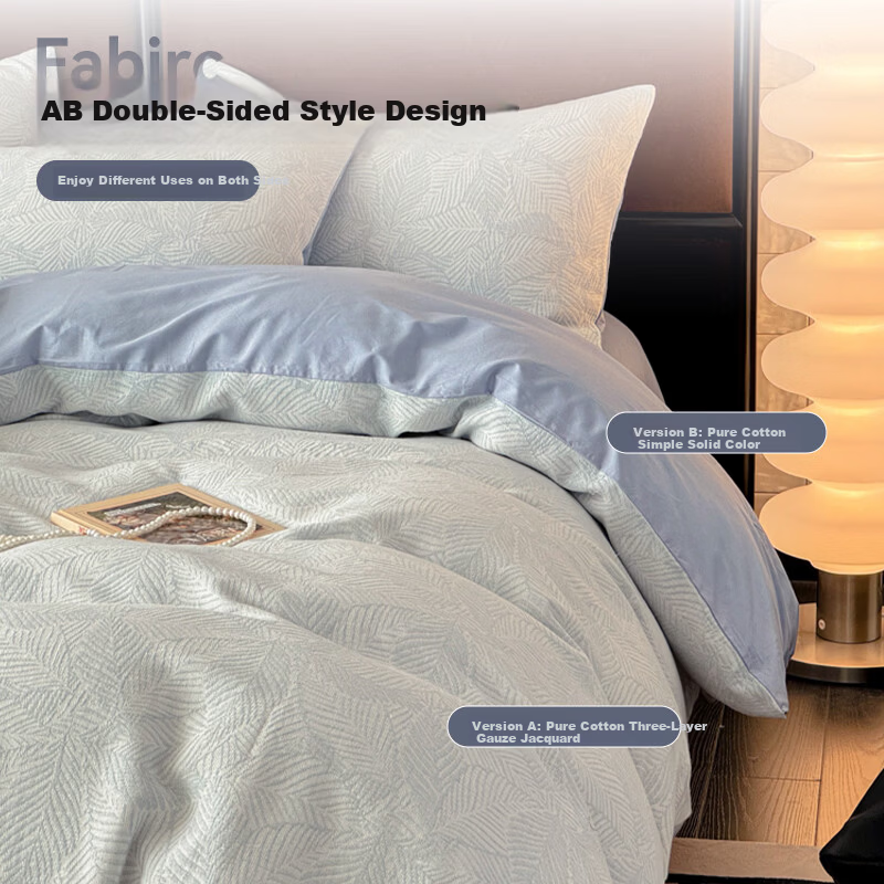 MUJI 100% Cotton Bedding Set 4-Piece Bed Linen Cotton Sheet Duvet Cover 200x230cm for 1.5/1.8m Bed
