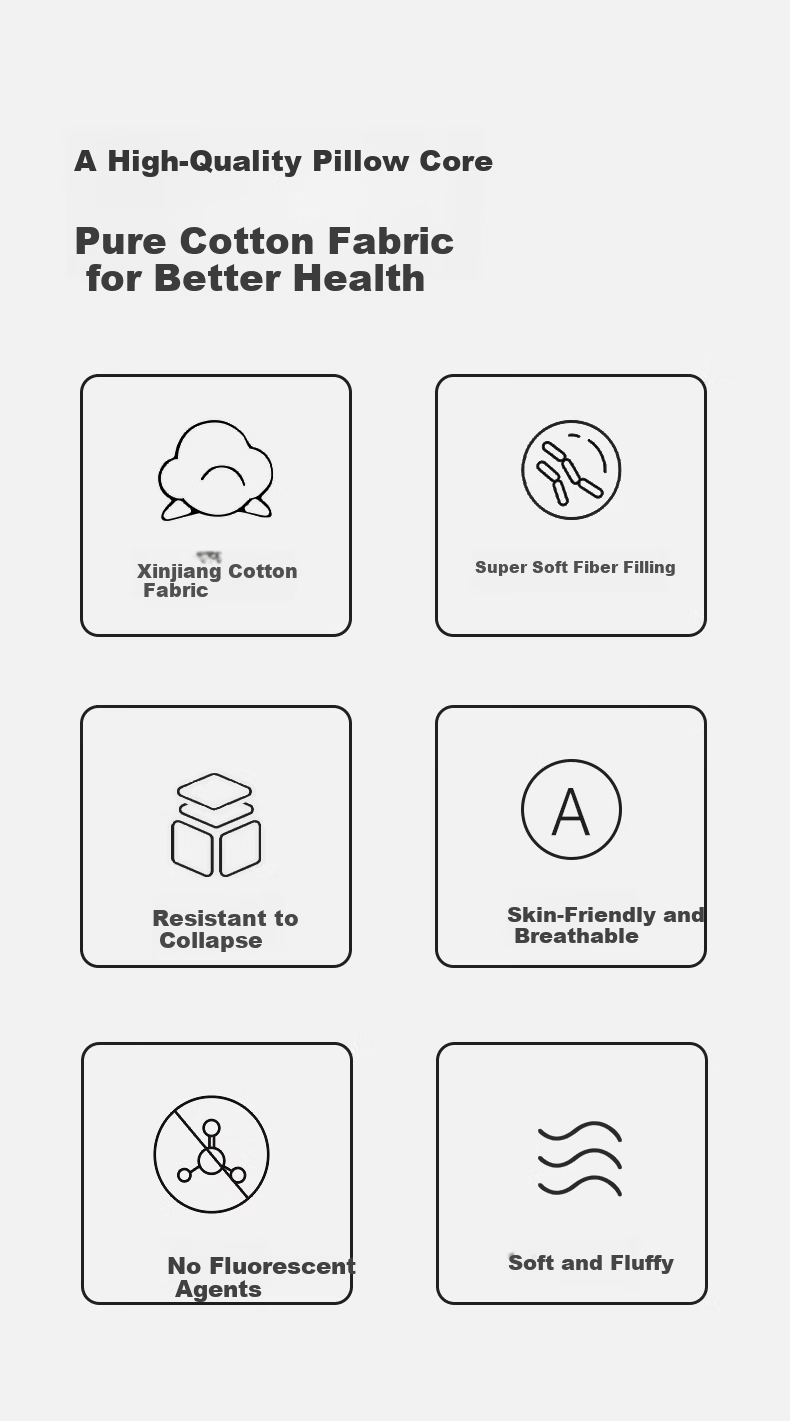 Grace Pure Cotton Pillow Core Adult Neck Support Sleep Pillow Home Dorm Pillow Medium Size 5