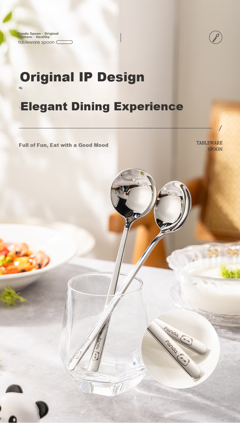 Guangyi 316L Stainless Steel Large Thickened Soup Spoon Serving Spoon Long Handle Rice Spoon 2 Pieces GY1490 3