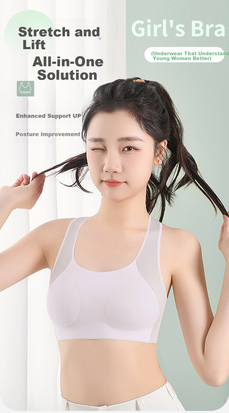 Xueqiman Junior High and High School Girls Bra for Adolescent Girls Development Period Youth Children's Underwear 1
