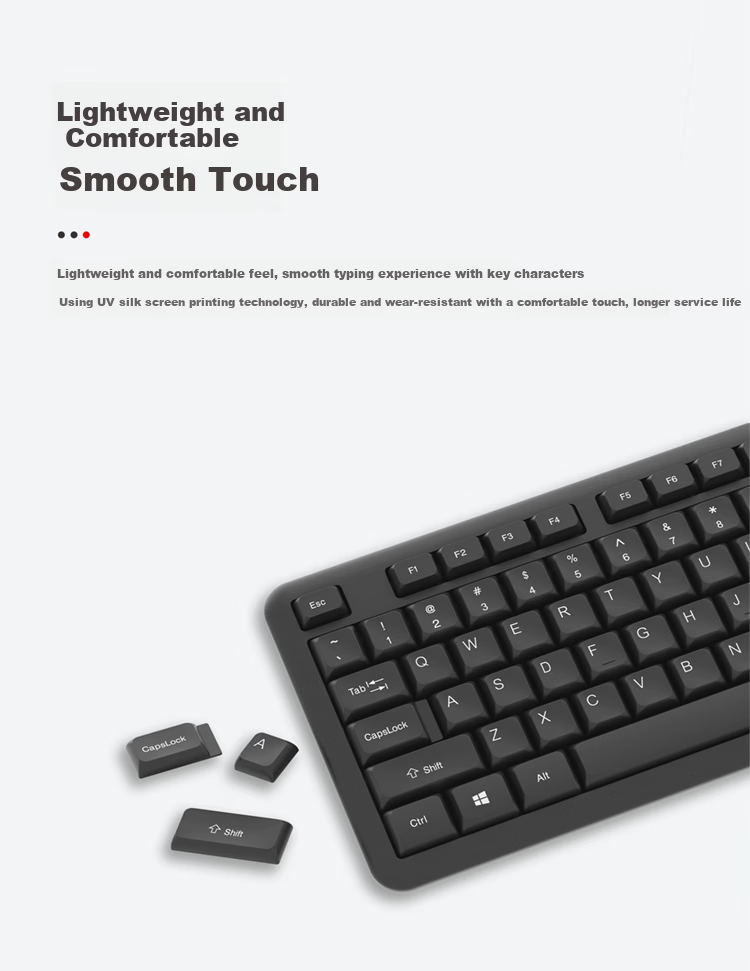 ThinkPlus Wireless Keyboard And Mouse Combo, Full-Size Keyboard, Classic Think Red Dot, Business Office, KM125 Pro 6