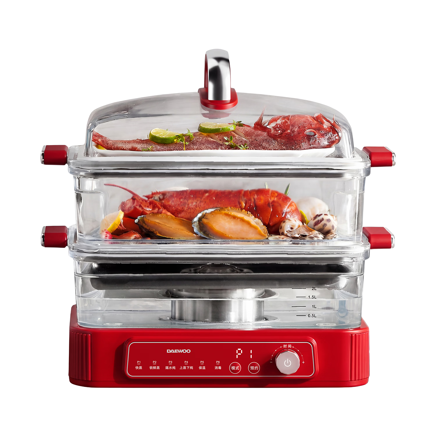 DAEWOO JD Custom Xiaoliyu Electric Steamer Multi-Function Electric Cooker Food-Grade Glass 0 Coating Household Steamer for 3-4 People S22