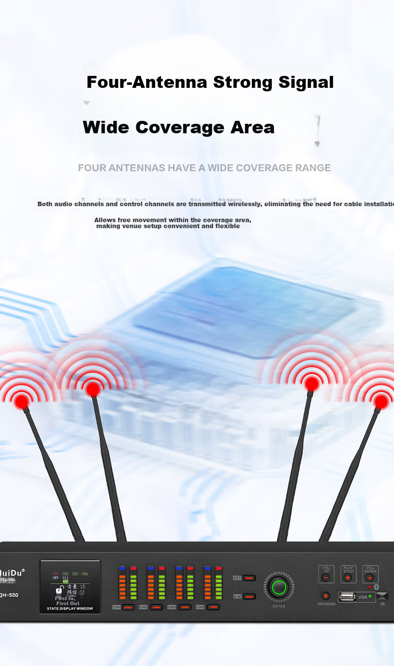 HuiDu QH-550B Professional Wireless Handheld Conference Microphone Engineering Installation Video Conference Capacitive Rechargeable Microphone Square Tube Representative 2